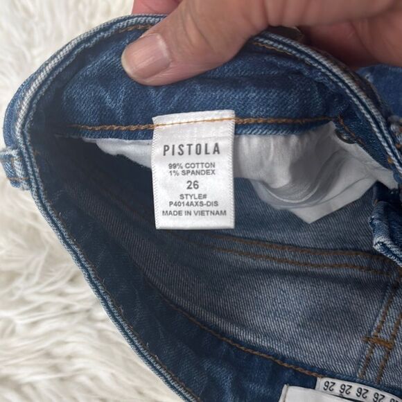 Pistola Blue Distressed Jean Shorts Raw Hem Size 26 - Picture 10 of 12